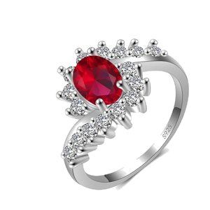 925 Sterling Silver Crystal Zircon Ring